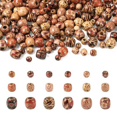 Craftdady 300-Piece Large-Hole Wooden Bead Set, Rondelles and Spacers