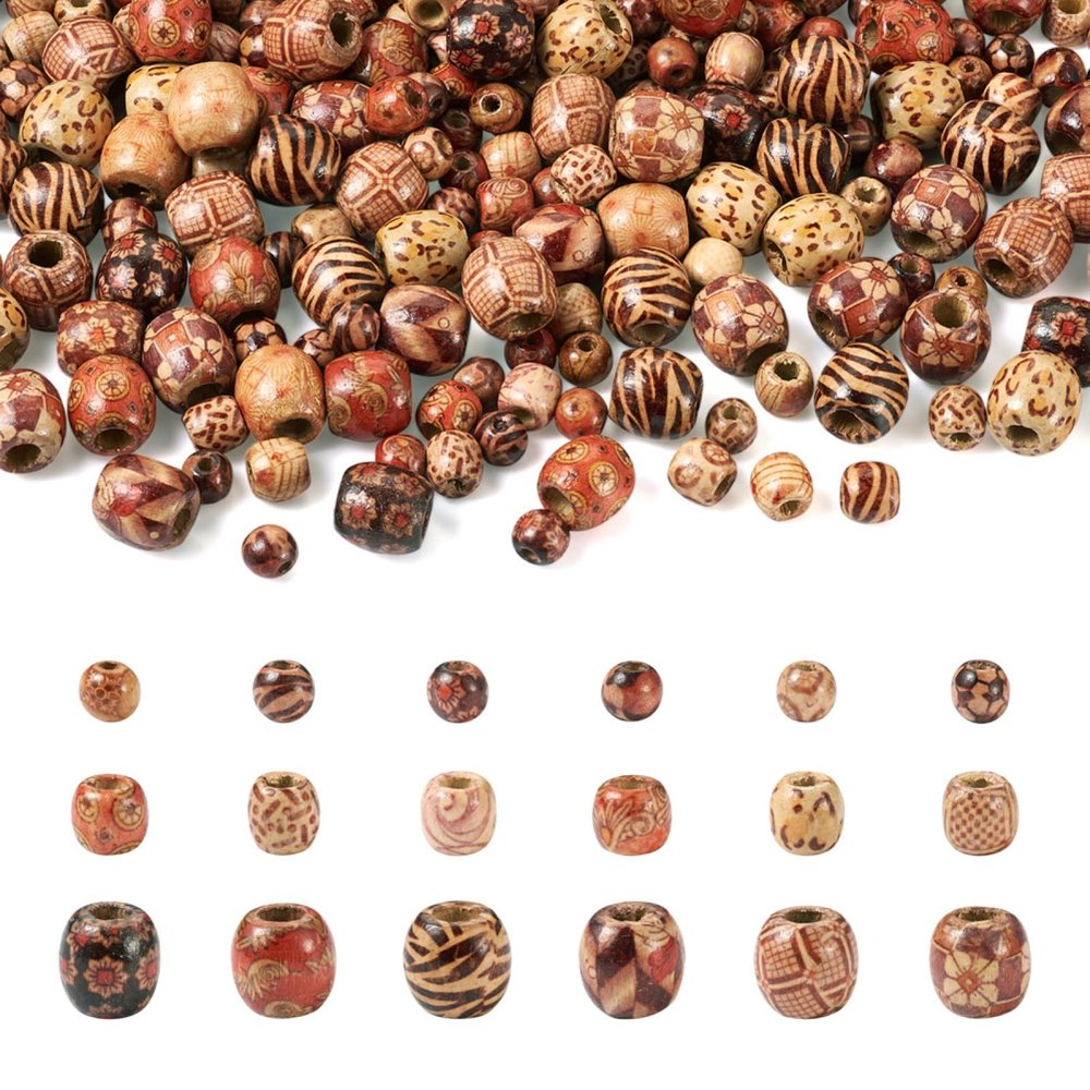 Craftdady 300-Piece Large-Hole Wooden Bead Set, Rondelles and Spacers