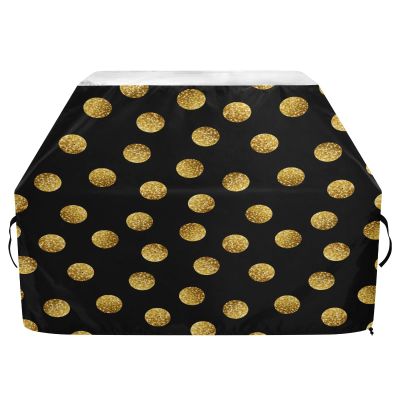 Polka Dot Black and Gold 65-Inch Tear-Resistant Grill Cover for Gas Grills