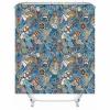 Stfery Blue Textile Shower Curtain, Nautical Oar & Lifebuoy Design, 90 x 180 cm view 1