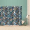 Stfery Blue Textile Shower Curtain, Nautical Oar & Lifebuoy Design, 90 x 180 cm view 3