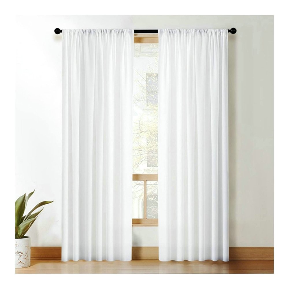 Gualiy Blackout Curtain, Solid White, 52 x 63 in