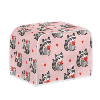 Jndtueit Cartoon Toaster Cover, Red Love Heart, 4-Slice Appliance Organizer Bag, Pink