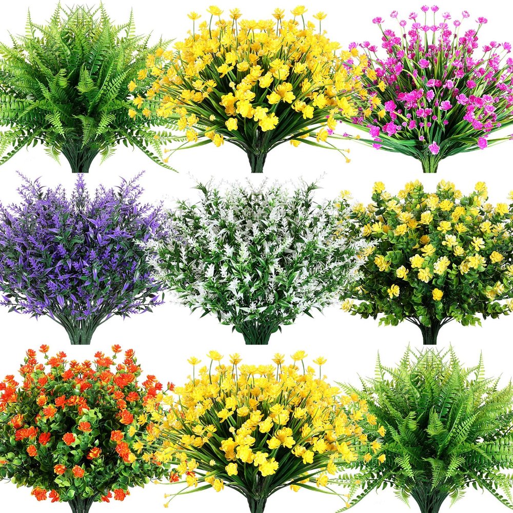 Zeyune 42-Piece Artificial Outdoor Flowers and Greenery Set