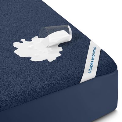 Utopia Bedding Waterproof Twin XL Mattress Protector, Premium Terry, 200 g/m², Navy