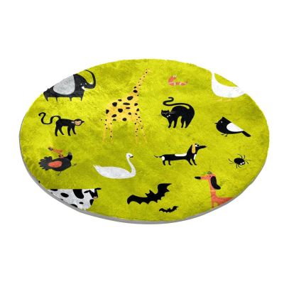 Bedroom Shaggy Rug, Soft Washable Chair Mat with Giraffe-Cow-Spider