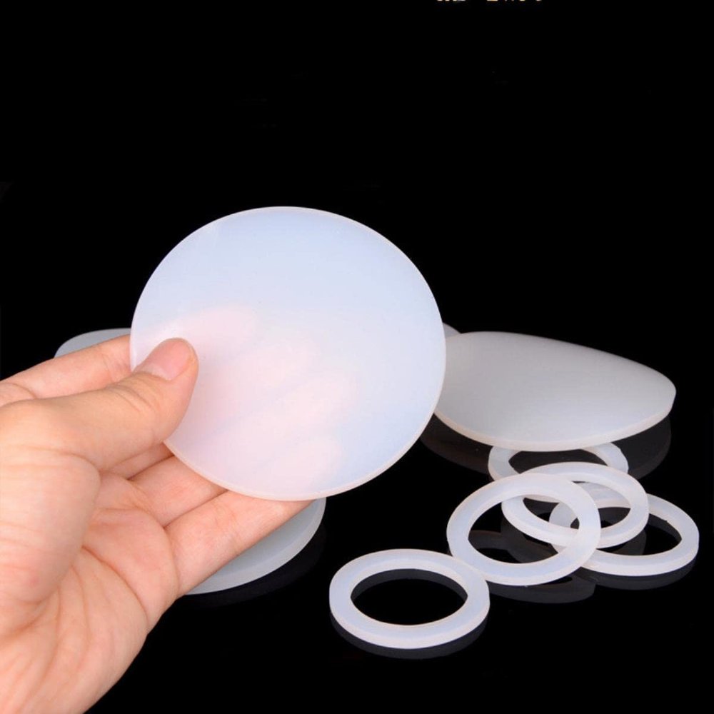 White Round Silicone Rubber Gasket, High-Temperature Resistant, Odorless, 20/30/40/50/60 mm Diameter, 1/2/3 mm–50 mm Thick, 2 Pieces, 3 mm