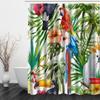 AASIRA Shower Curtain 240 x 200 cm, Jungle Palm Leaves, Toucan 3D Design view 2