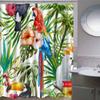 AASIRA Shower Curtain 240 x 200 cm, Jungle Palm Leaves, Toucan 3D Design view 3