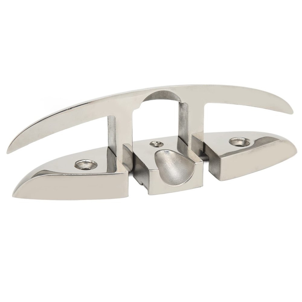 Marine-Grade Dock Cleat, 217 mm/8.5 in Folding Boat Cleat, 316 Stainless Steel, Mirror-Polished