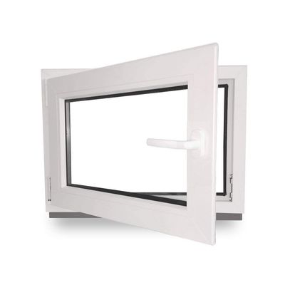 Basement Window - uPVC - White - W x H: 105 x 100 cm - 1050 x 1000 mm - DIN Left - Triple Glazing - 60 mm Profile