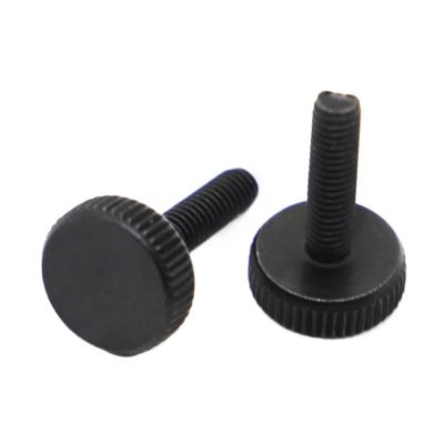 WILLWA GB835 DIN653 Black Steel Knurled Flat-Head Thumb Screws, M6 × 16 mm, 5 pcs