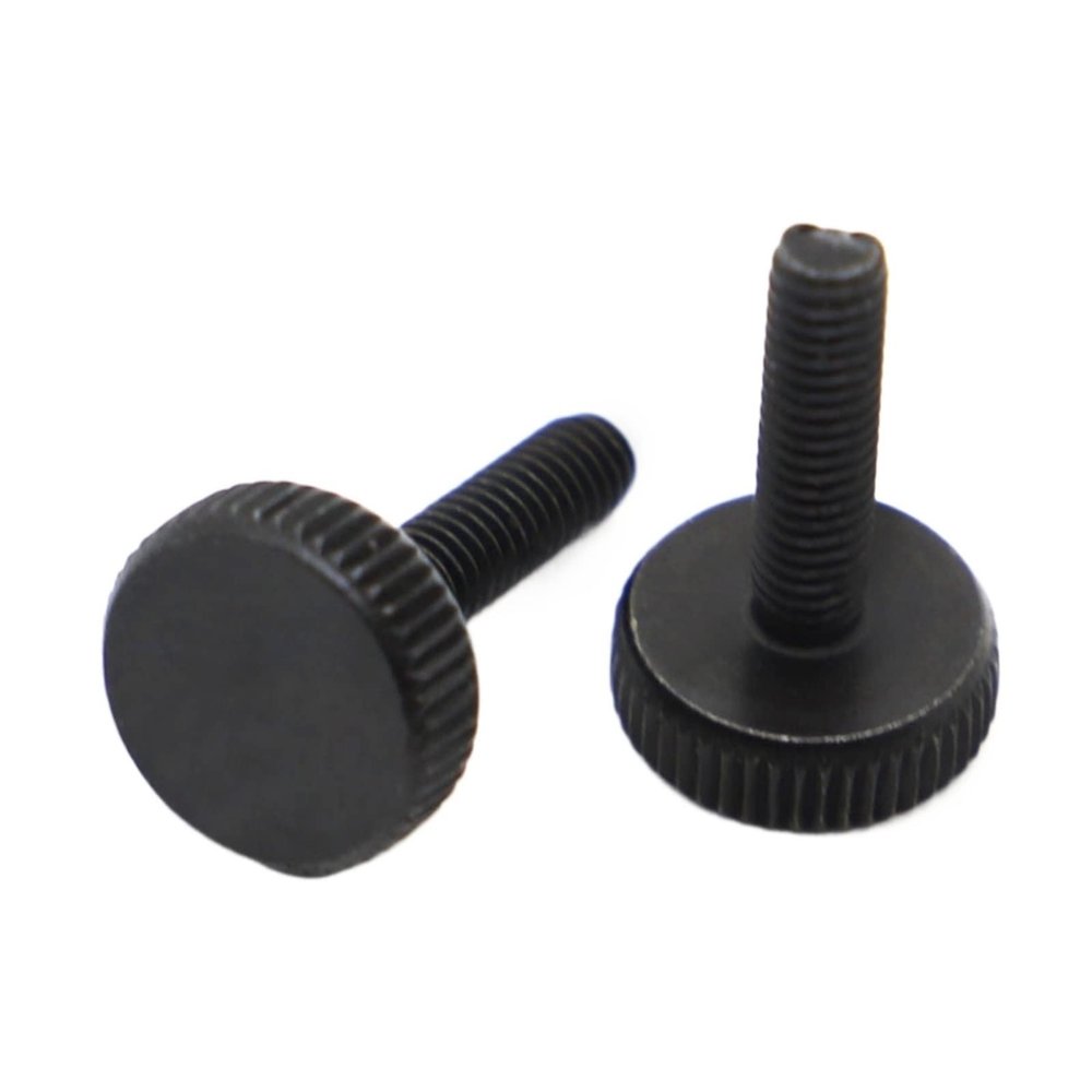 WILLWA GB835 DIN653 Black Steel Knurled Flat-Head Thumb Screws, M6 × 16 mm, 5 pcs