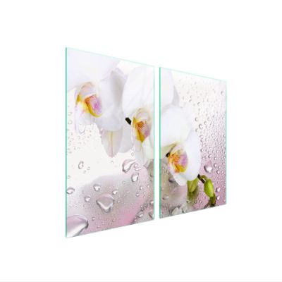 DarHaus Glass Stove Cover, 45 x 52 cm, 2-Piece, Orchid White