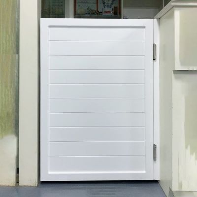 Single Swinging Saloon Door, White Wooden Café Door with Automatic Closing and Hinges, 90 x 90 cm
