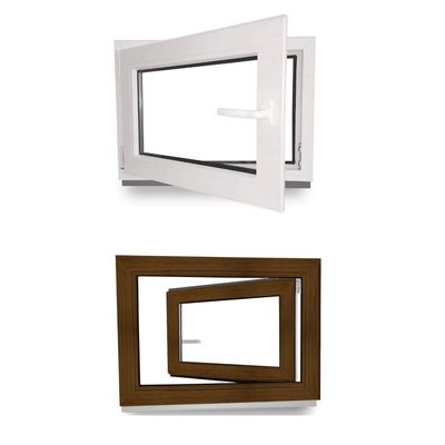 Basement Window, uPVC, Triple Glazing, White Inside/Walnut Outside, 1150 x 750 mm, DIN Left