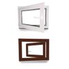 Basement Window - uPVC Window - Triple Glazing - White Inside/Mahogany Outside - W x H: 1150 x 400 mm - DIN Left view 1