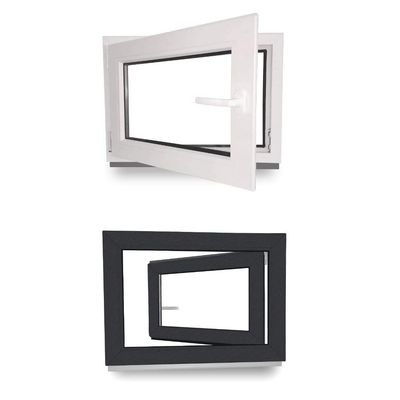 Basement uPVC Window, Triple Glazing, White/Anthracite, 750 x 650 mm, DIN Left