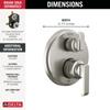 Delta Tetra 14 Series Diverter Trim Kit, Brushed Nickel, 3 Settings, Lumicoat view 4