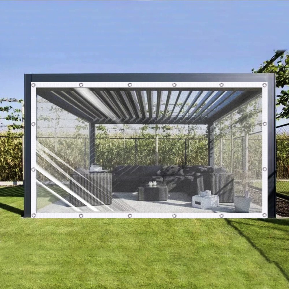 Ezcasch Clear Tarpaulin with Grommets, 1.6 x 1.8 m, 420 g/m²