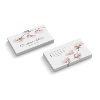 Custom Business Cards | Spa Specialist | Double-Sided | Landscape | Quantity, Color & Paper Options | 350 gsm | Magnolia Flower (White) | 50 pcs