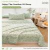 100% Cotton Flat Sheet, No Elastic, Striped Geometric Floral Print, Blue F, 200 x 230 cm (78 x 90 in) view 2