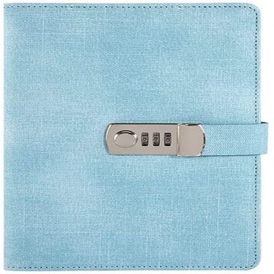 ACiyD A5 Retro Password Notebook with Lock, Denim Diary Planner (Color: B)