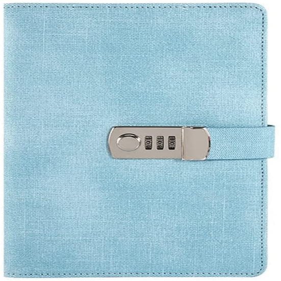 ACiyD A5 Retro Password Notebook with Lock, Denim Diary Planner (Color: B)
