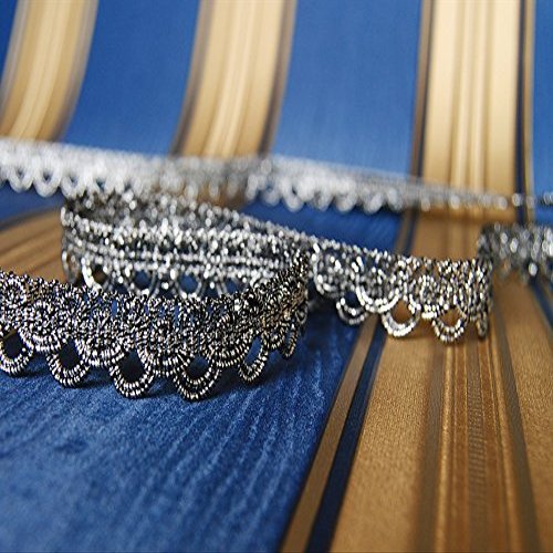 From 5 m Luxury Metallic Decorative Trim, 15 mm Wide, Silver & Black