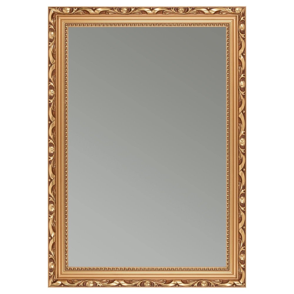 CLAMARO Karl Baroque Antique Wall Mirror, Wood Frame, Bronze, 65 x 155 cm