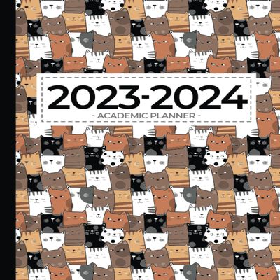 Academic Planner 2023–2024 Large | Serious Cat Crowd: July–June | Weekly & Monthly | U.S. Federal Holidays and Moon Phases