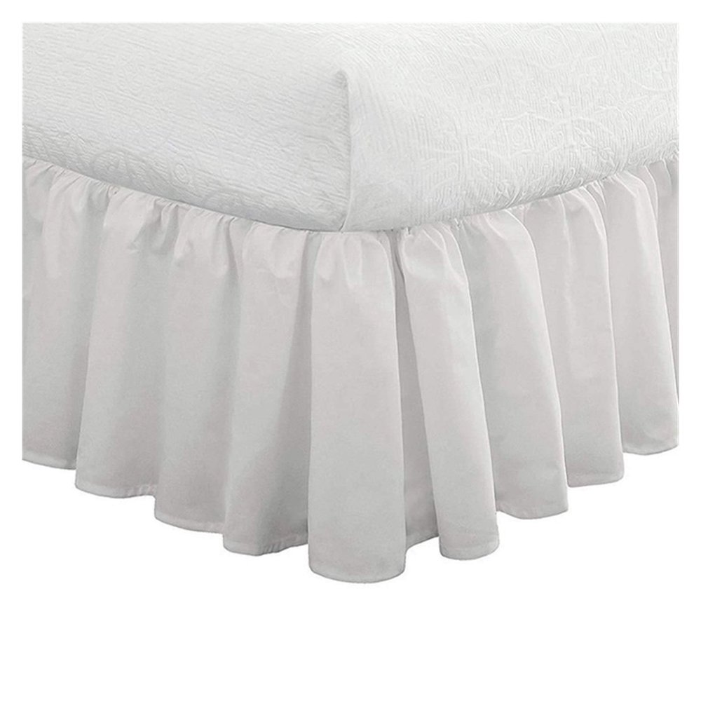Ruffled Bed Skirt for Bedroom (White, Size 1