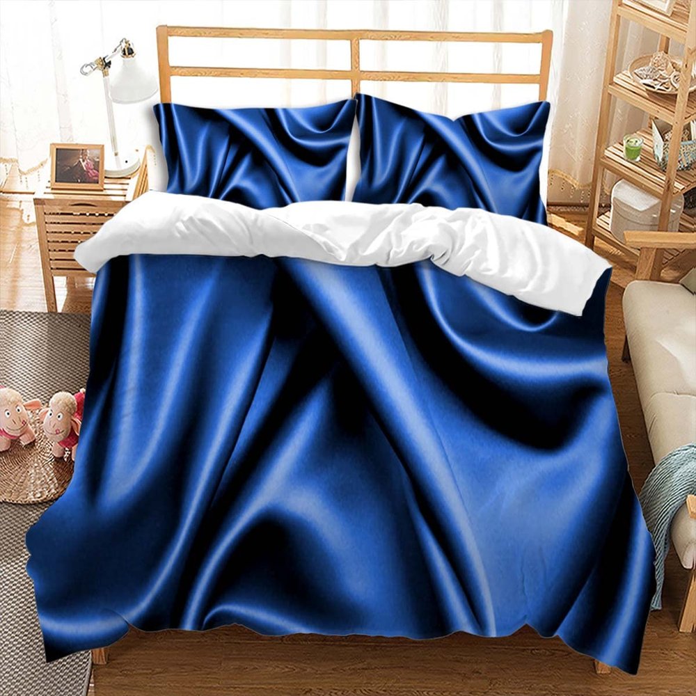 huitutu Blue Microfiber Bedding Set 200 x 220 cm with Hidden Zipper