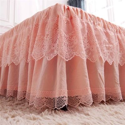 Ruffled Bed Skirt, Polyester-Cotton, Soft and Breathable, Multicolor, 200x220x45 cm