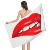 SONOON Bath Towel with Vampire Lips Print, Quick-Drying, 31.5 x 51.2 in, Customizable with Your Photos view 1