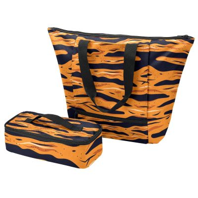 Large Tote Bag & Insulated Lunch Bag Set, Wild Tiger Stripes, Multicolor, One Size