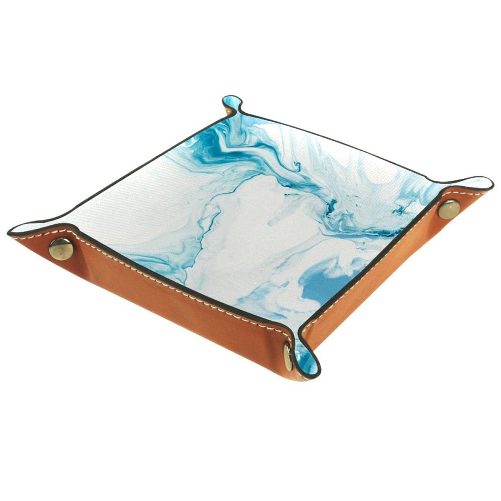 Foldable Leather Dice Rolling Tray and Storage Box, 4.5 in, Marble Pattern