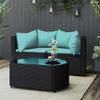 vidaXL 3-Piece Garden Lounge Set with Cushions Black Poly Rattan view 2