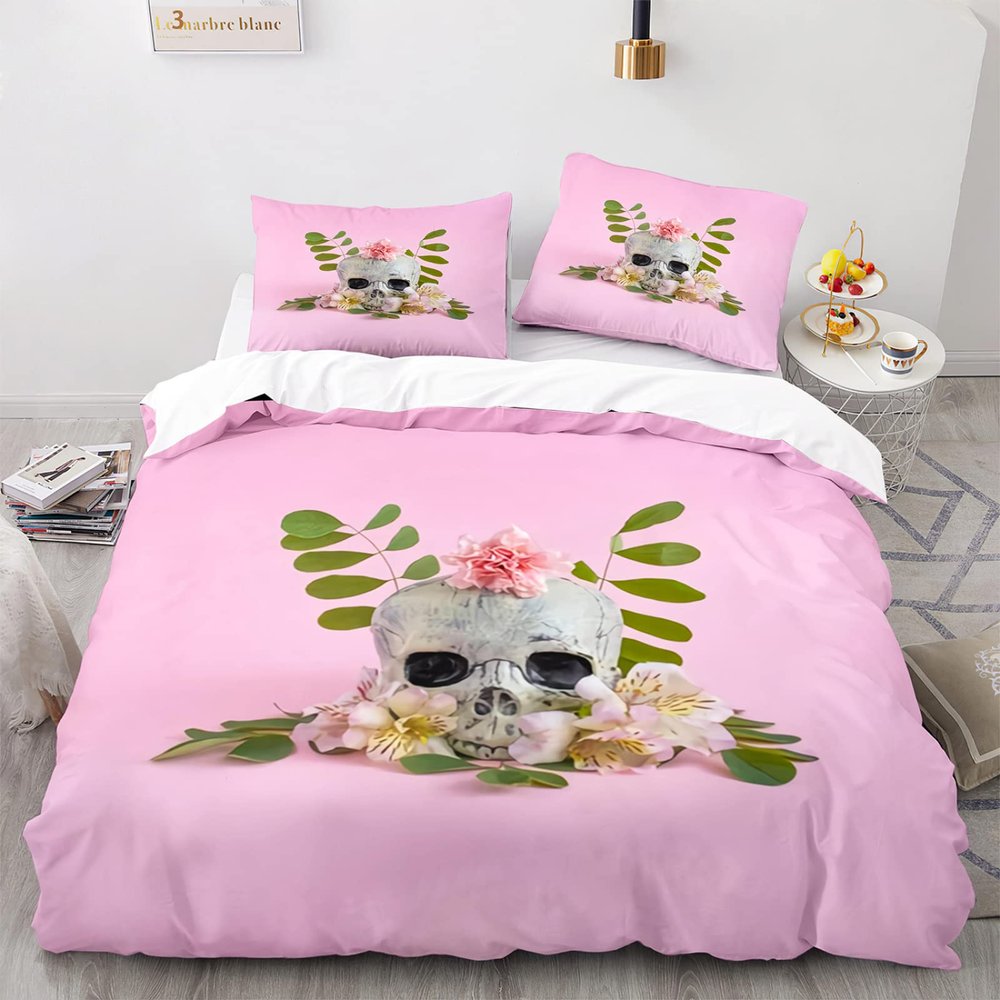 DBEES Rose Pattern Bedding Set 155 x 220 cm with 2 Pillowcases, Microfiber, for Teen Boys