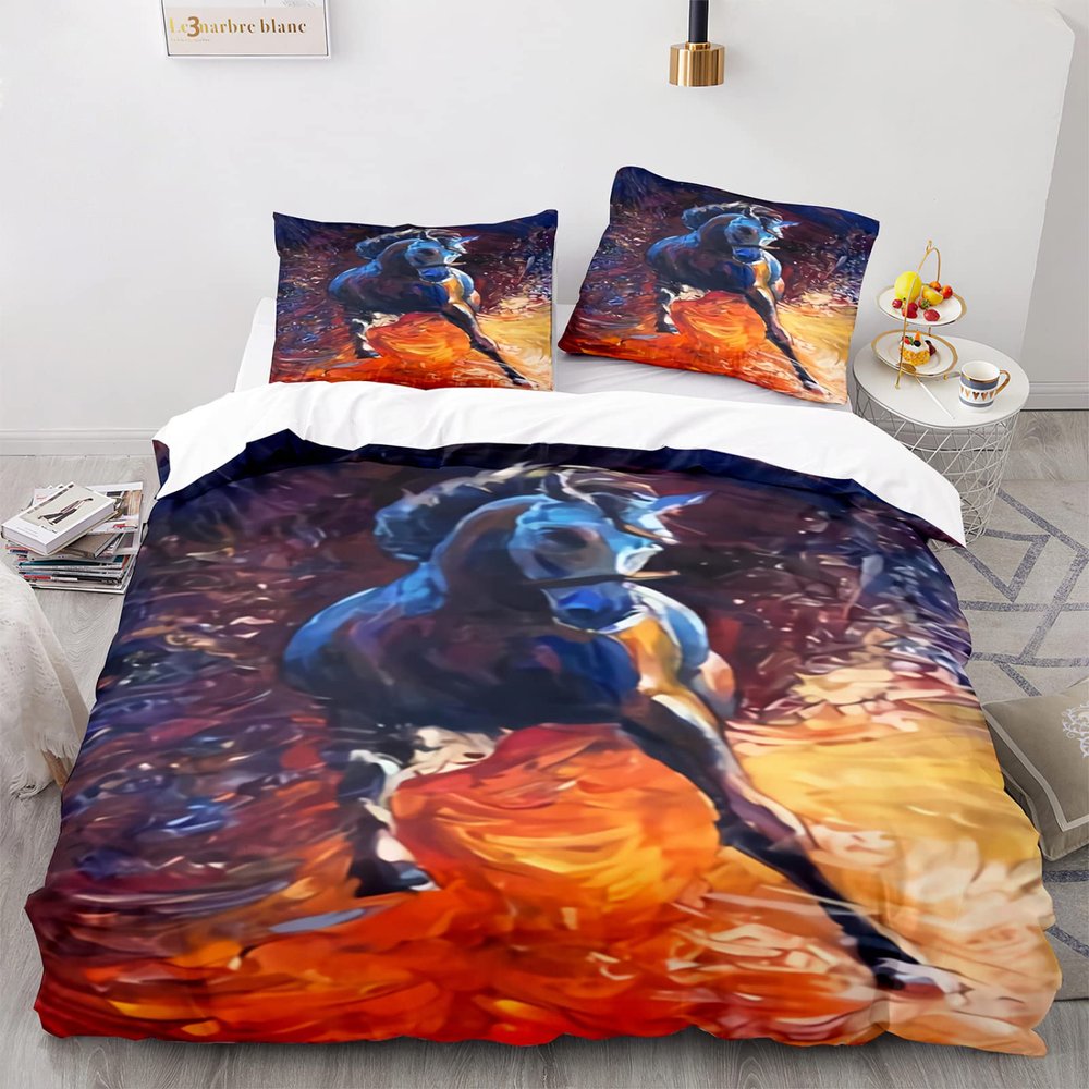 DBEES Machine-Washable Horse-Print Microfiber Bedding Set, 240 x 260 cm