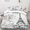 DBEES Paris Eiffel Tower Microfiber Bedding Set, 200 × 200 cm, Duvet Cover 200 × 232 cm, with 2 Pillowcases 80 × 80 cm view 1