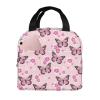 Lsjuee Monarch Butterfly Spring Floral Design Lunch Bag, Reusable Lunchbox, Insulated Cooler Bag, Multifunctional School Lunch Container for Teens, Boys and Girls view 1
