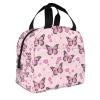 Lsjuee Monarch Butterfly Spring Floral Design Lunch Bag, Reusable Lunchbox, Insulated Cooler Bag, Multifunctional School Lunch Container for Teens, Boys and Girls view 2