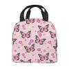 Lsjuee Monarch Butterfly Spring Floral Design Lunch Bag, Reusable Lunchbox, Insulated Cooler Bag, Multifunctional School Lunch Container for Teens, Boys and Girls view 4