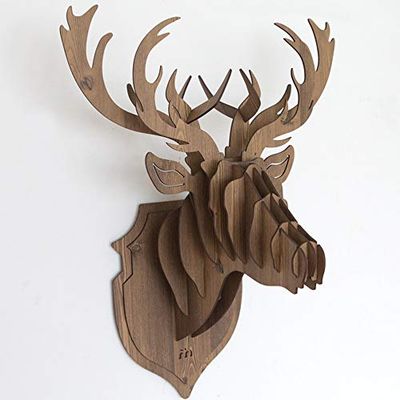 Retro MDF Reindeer Wall Decor, 48.5 × 65 cm