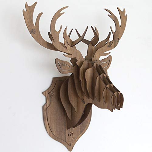 Retro MDF Reindeer Wall Decor, 48.5 × 65 cm