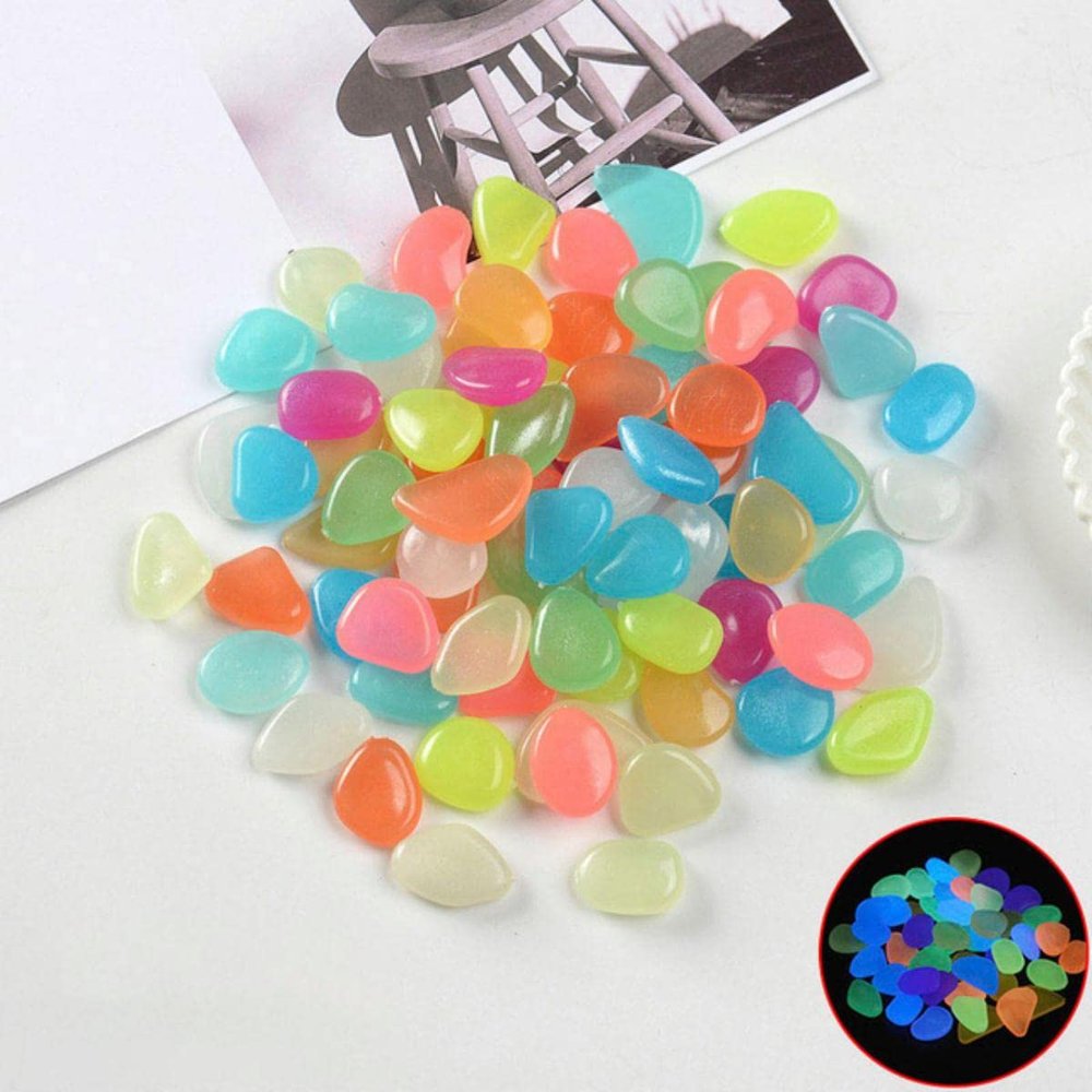 GROWWISH Glow-in-the-Dark Decorative Garden Stones, 300-Piece Mixed Set