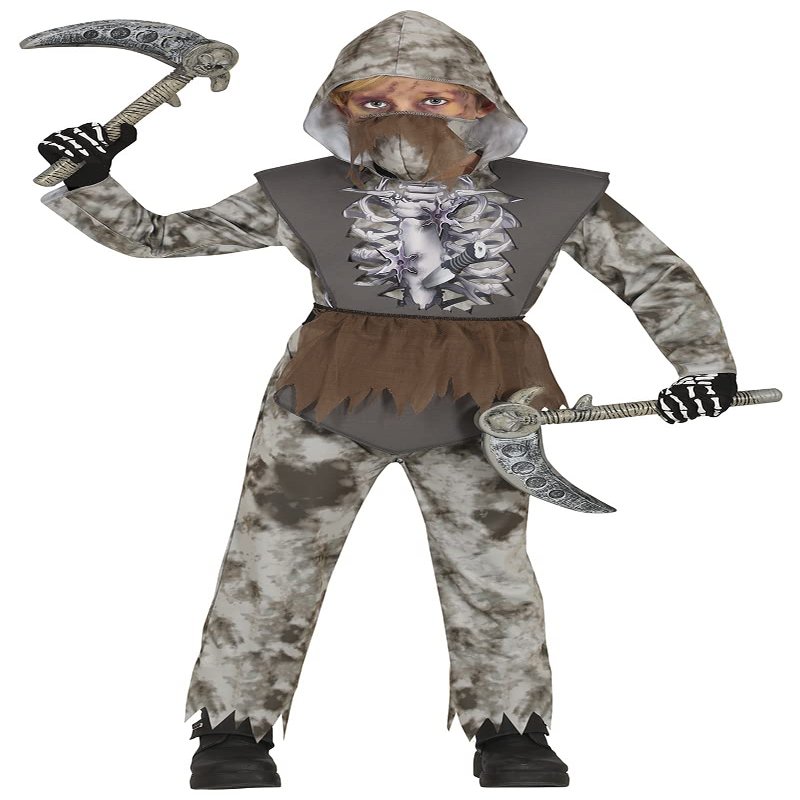 FIESTAS GUIRCA Ninja Costume, Skeleton Warrior, Halloween Costume for Children, Ages 3–4
