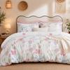 Lanqinglv 200x200 cm White and Purple Leaf Floral Reversible Bedding Set view 1