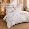 Lanqinglv 200x200 cm White and Purple Leaf Floral Reversible Bedding Set view 2